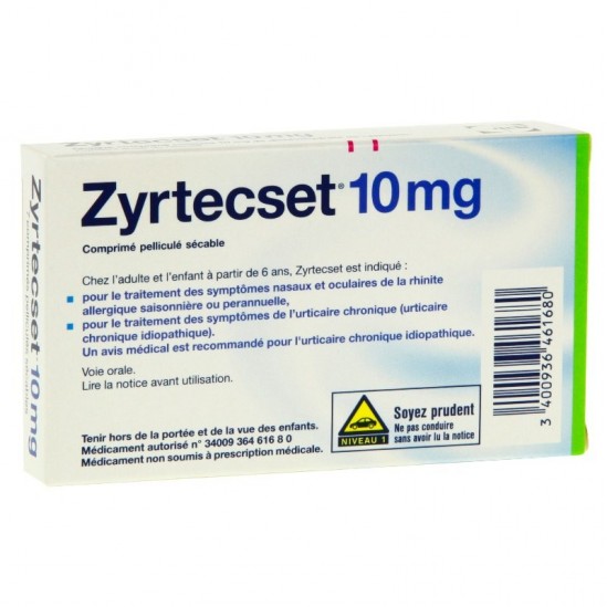 Zyrtecset 10mg 7 comprimés...