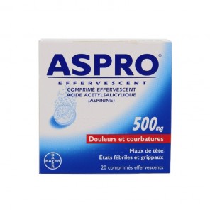 ASPRO 500 Effervescent 20 comprimés effervescents