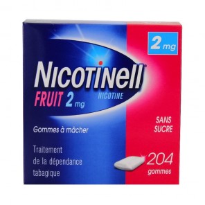 Nicotinell fruit 2mg sans sucre 204 gommes à mâcher