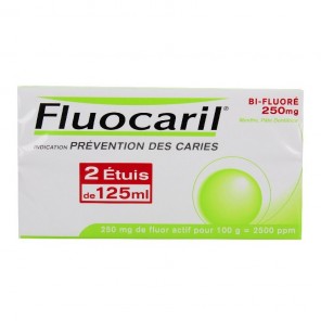 Fluocaril Bifluore 250mg Menthe pâte Dentifrice 2 Tubes de 125ml