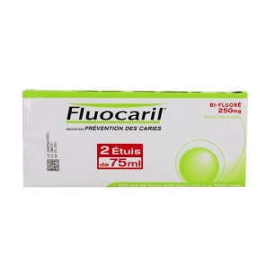 Fluocaril Bifluore 250mg Menthe Pâte Dentifrice 2 Tubes de 75ml