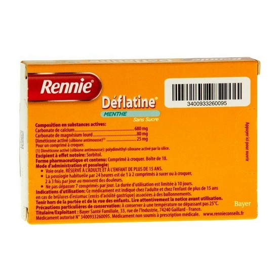 Rennie deflatine sans sucre...