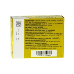 CITRATE DE BETAINE CITRON UPSA 2g SANS SUCRE comprimé effervescant édulcoré à la saccharine sodique