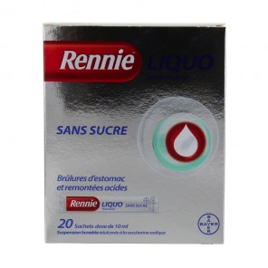 Rennie Liquo sans sucre suspension buvable édulcorée à la saccharine sodique 20 sachets-dose de 10ml