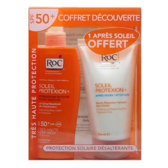 Roc coffret désaltérant  soleil protexion spray SP50+ après soleil 200ml + 150ml