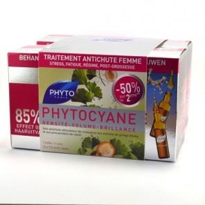 Phyto Phytocyane Soin Antichute Stimulateur de Croissance Femme Lot de 2 x 12 Ampoules