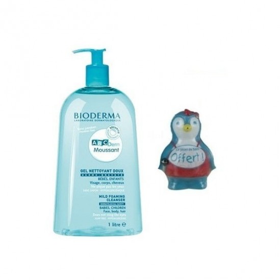 Bioderma Abcderm Gel Moussant Nettoyant Doux 1 litre + 1 Jouet De Bain Offert