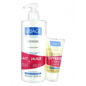 Uriage Xémose Lait Emollient 400 ml + Huile Nettoyante Apaisante 50 ml Offerte