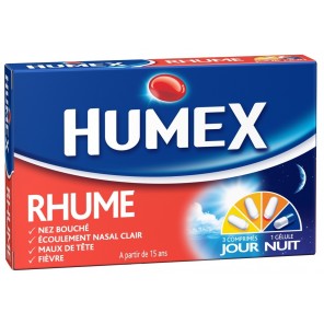 Humex rhume jour et nuit 12 comprimés Jour + 4 gélules nuit