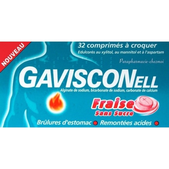 GAVISCONELL SANS SUCRE FRAISE comprimé à croquer édulcoré au xylitol, au mannitol et à l'aspartam