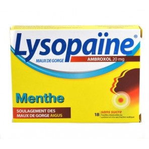 Lysopaïne Maux De Gorge Ambroxol Menthe 20 Mg Sans Sucre 18 Pastilles