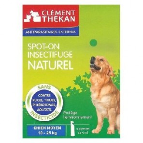 Clément Thékan Spot-on insectifuge naturel Chien moyen de 10 à 25kg 4 pipettes