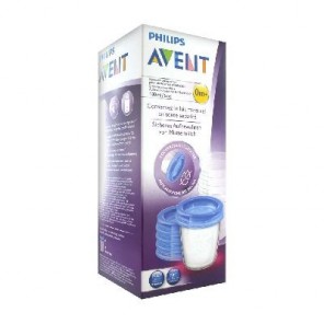 Avent Pots de Conservation pour Lait Maternel Réutilisables 180 ml 0 Mois et + 5 Pots