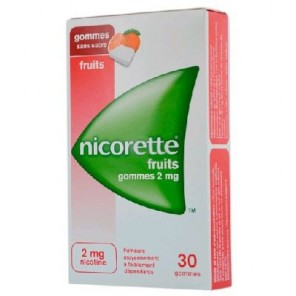 Nicorette fruits 2mg sans sucre 30 gommes à mâcher