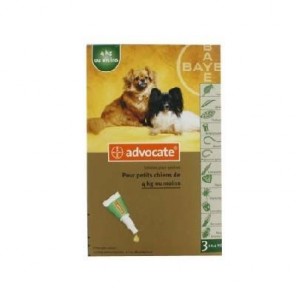 Bayer Advocate chiens de 4 kg ou moins boîte de 3 pipettes