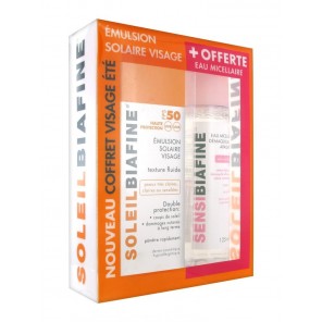 SoleilBiafine Coffret Visage Été Émulsion Solaire Visage FPS 50 50 ml + Eau Micellaire Offerte