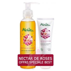 Melvita Nectar De Rose Pack Huile Lactee Demaquillante 145ml + Soin De Jour Hydratant 40 ml