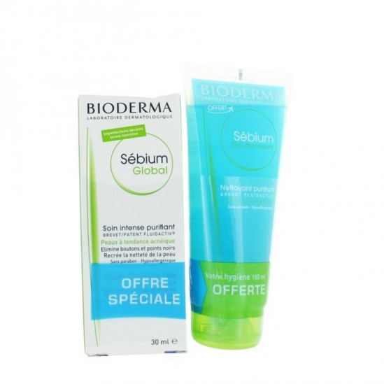 Bioderma Sébium Global 30ml + Gel Moussant 100 ml Offert