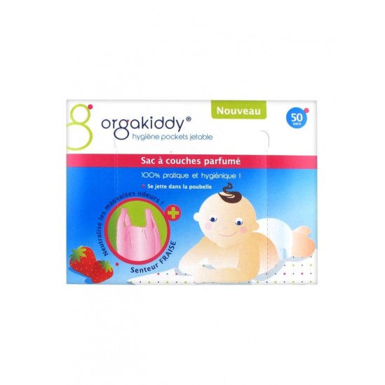 Orgakiddy Sac à Couches Parfumé 50 Sacs Senteur Fraise 