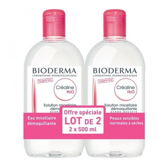 Bioderma créaline H2O sans parfum lot de 2 x 500ml