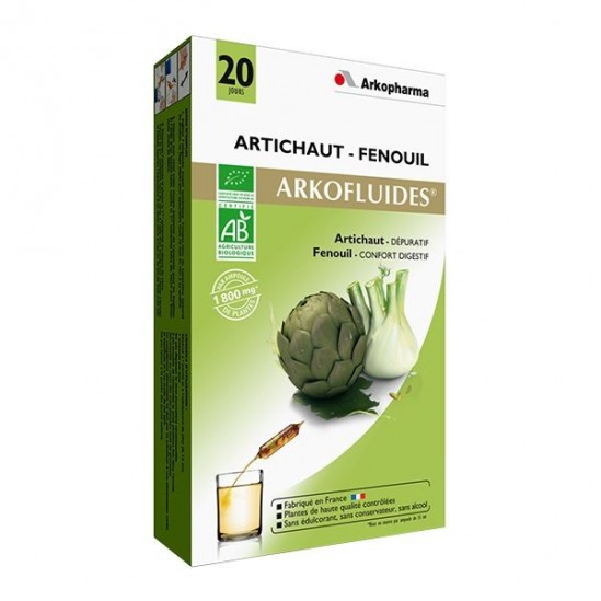 Arkopharma arkofluide artichaut / fenouil bio 20 ampoules