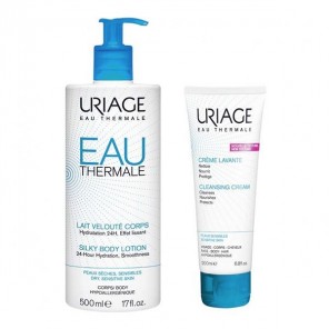 Uriage eau thermale hydratation corps lait velouté 500ml + crème lavante 200ml