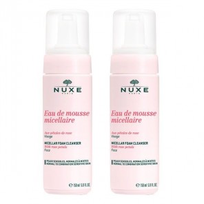 Nuxe eau de mousse micellaire aux pétales de rose lot de 2 x 150ml