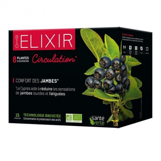 Santé Verte bio elixir circulation 15 ampoules