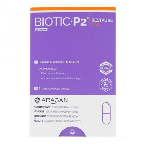 Aragan biotic P2 restaure ferments lactiques 10 gélules