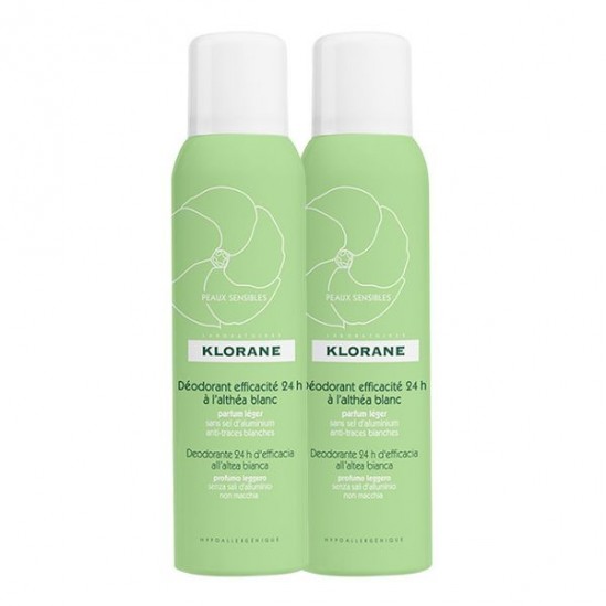 Klorane Déodorant spray à l'Althéa Blanc 2 x 125ml