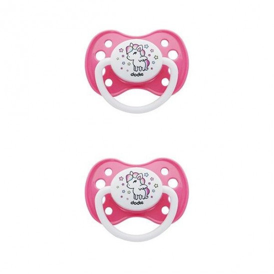 Dodie Sucette Anatomique Silicone Avec Anneau Collection Girly 6 Mois Et Plus X2 