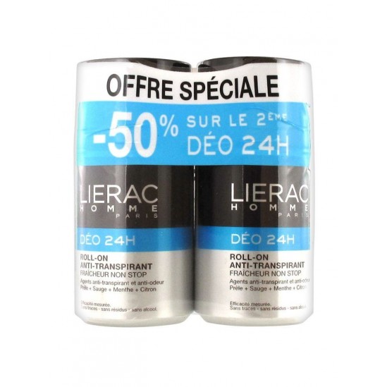 Lierac Homme Déo 24H Roll-On Lot de 2 x 50 ml