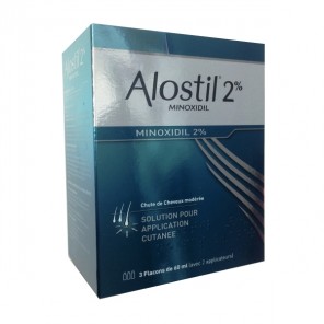 ALOSTIL 2 pour cent solution pour application cutanée Minoxidil 60ml x3