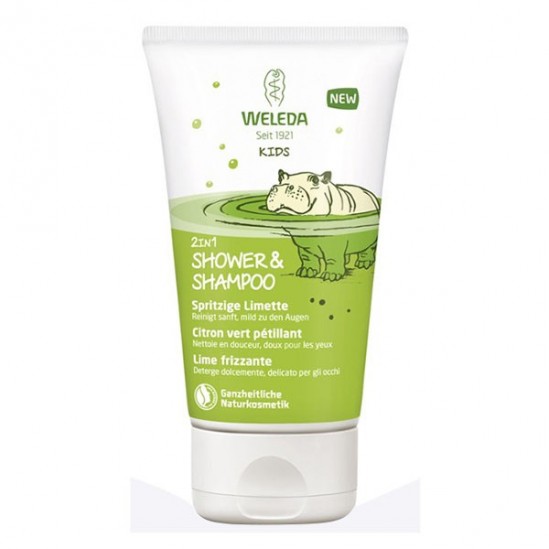 Weleda kids douche & shampoing 2-en-1 citron vert pétillant 150ml