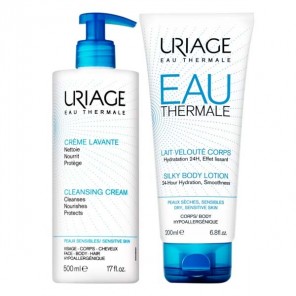 Uriage crème lavante 500ml + lait velouté corps 200ml