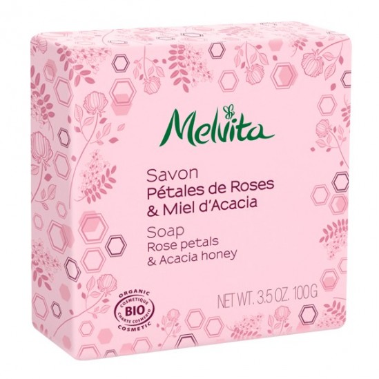 Melvita savon pétales de roses & miel d'acacia 100g