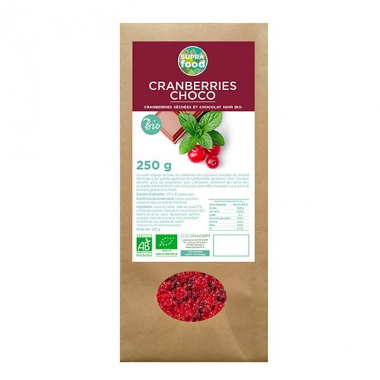 Exopharm cranberries séchées et chocolat noir bio 250g