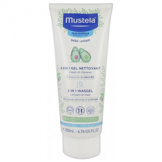 Mustela gel nettoyant 2 en 1 à l'avocat bio 200ml