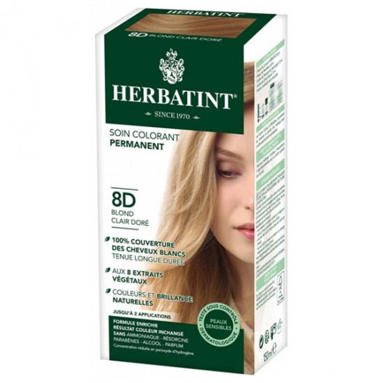 Herbatint soin colorant permanent 8d blond clair doré 150ml