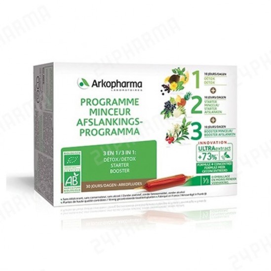 Arkopharma arkofluides bio programme minceur 3 en 1 30 ampoules