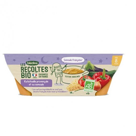 Blédina les récoltes bio bols ratatouille provençale semoule 2x200g