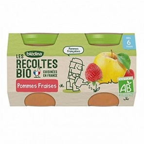 Blédina les récoltes bio pots pommes fraises 2x130g