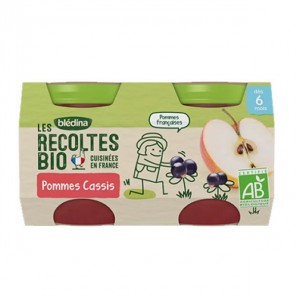 Blédina les récoltes bio pots pommes cassis 2x130g