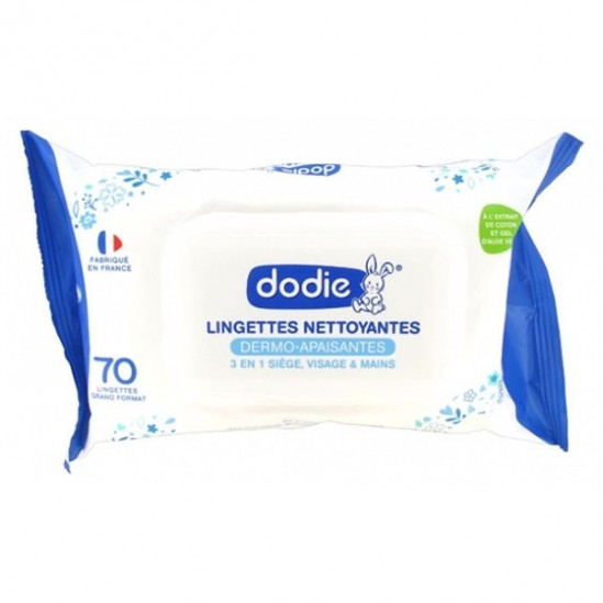 Dodie lingettes nettoyantes dermo-apaisantes 70 lingettes