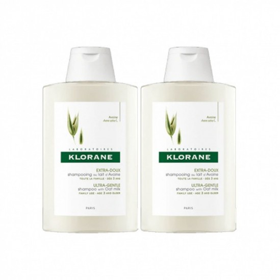 Klorane shampooing extra doux au lait d'avoine 2x400ml