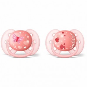 Philips avent sucette ultra douce fille 6-18 mois lot de 2 scf223/22