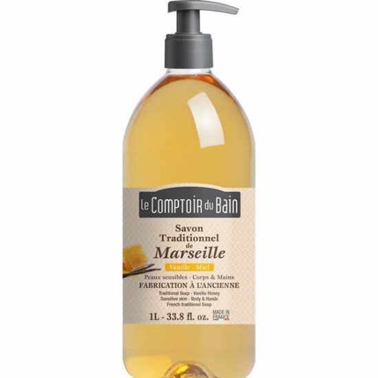 Le comptoir du bain savon traditionnel de marseille vanille-miel 1L