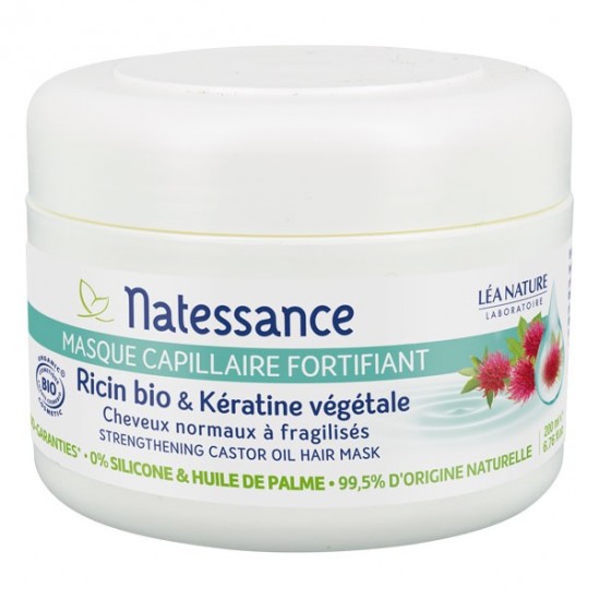 Natessance masque capillaire fortifiant ricin bio kératine végétale 200ml