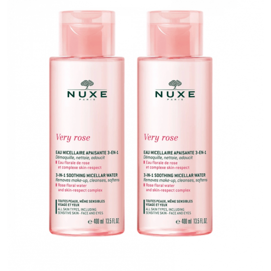 Nuxe Very Rose Eau Micellaire Apaisante 3 en 1 Lot de 2 x 400ml