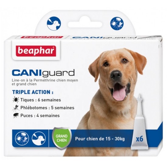 Beaphar Caniguard 6 pipettes antiparasitaires grand chien 15-30kg